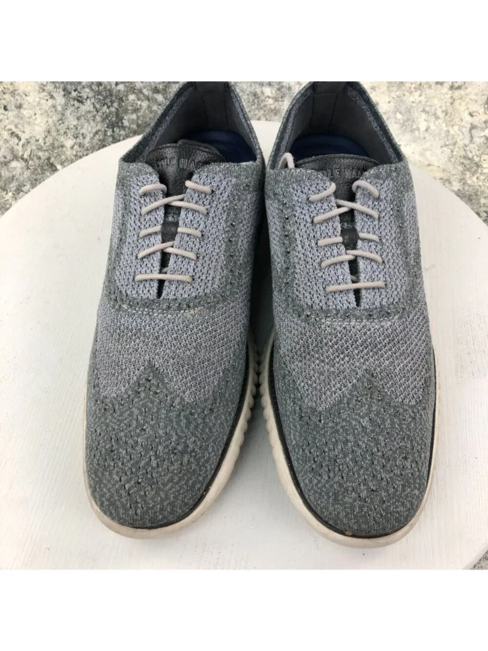 Cole Haan Men's Size 13M 2.ZeroGrand Magnet Ironstone Grey Knit Wingtip Oxfords